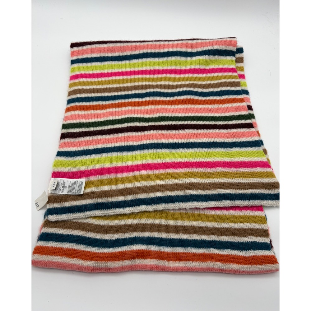 GAP Multi Color Striped Knit XL Scarf Pink Green Orange Navy NWT One Size